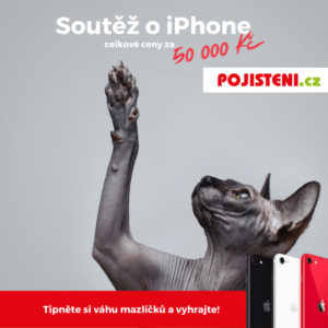 Banner s obrázkem kočky a soutěží o iPhone a další ceny v hodnotě 50 000 Kč